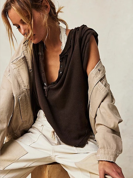 Free People Tops - Free People Women’s Heritage Henley. Size Small.